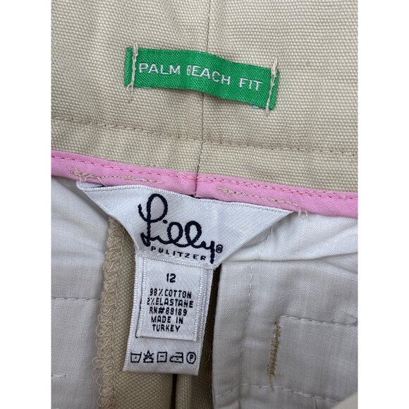 Lilly Pulitzer Vintage Palm Beach Fit Chino Khaki Tan Bootcut Pant Size 12 - Picture 4 of 4